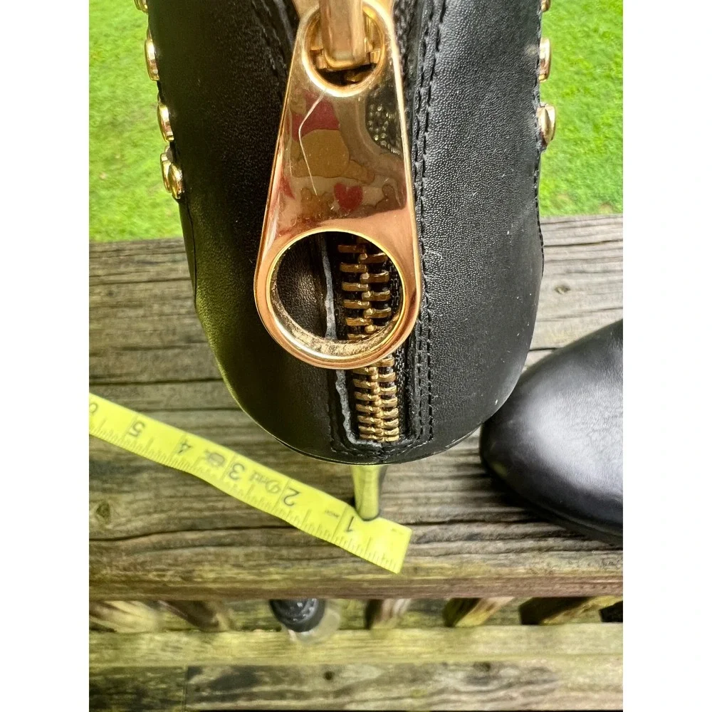 Vintage Ted Baker xyila bling Bootie Studded Stiletto 8 Black Gold Edgy Glam